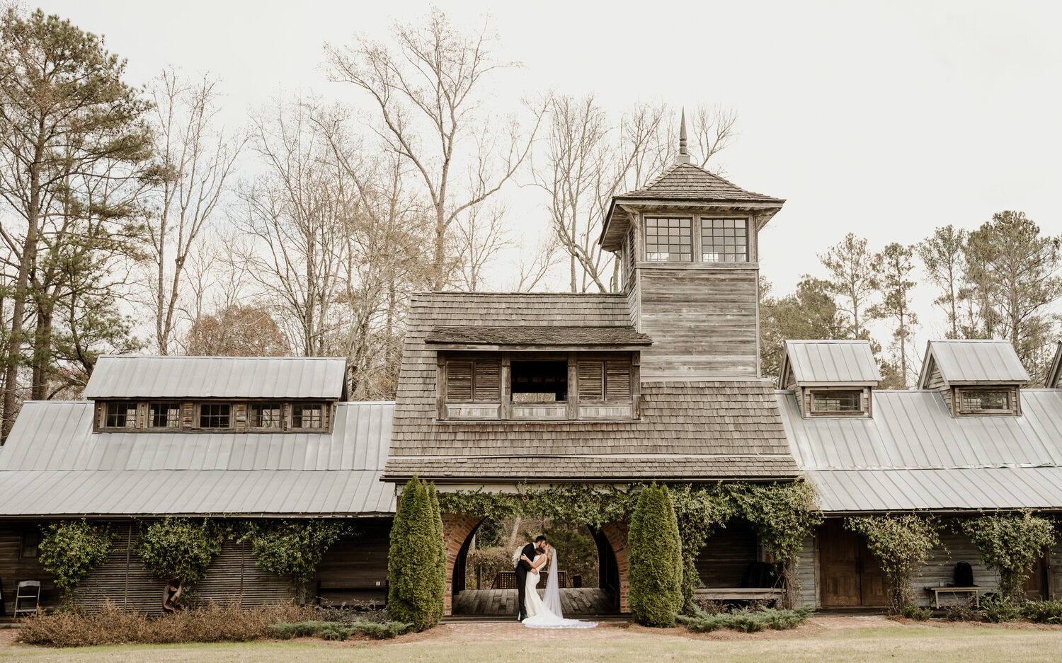 bride and groom getting married at Cherry Hollow Farm, a wedding venue in Georgia