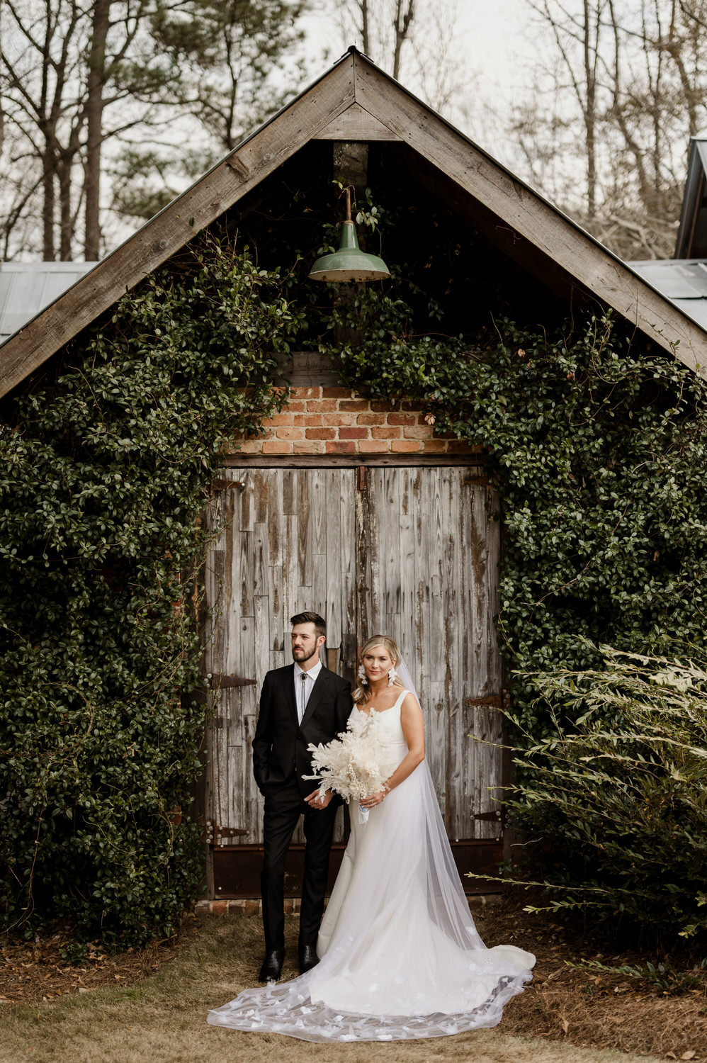 bride and groom getting married at Cherry Hollow Farm, a wedding venue in Georgia